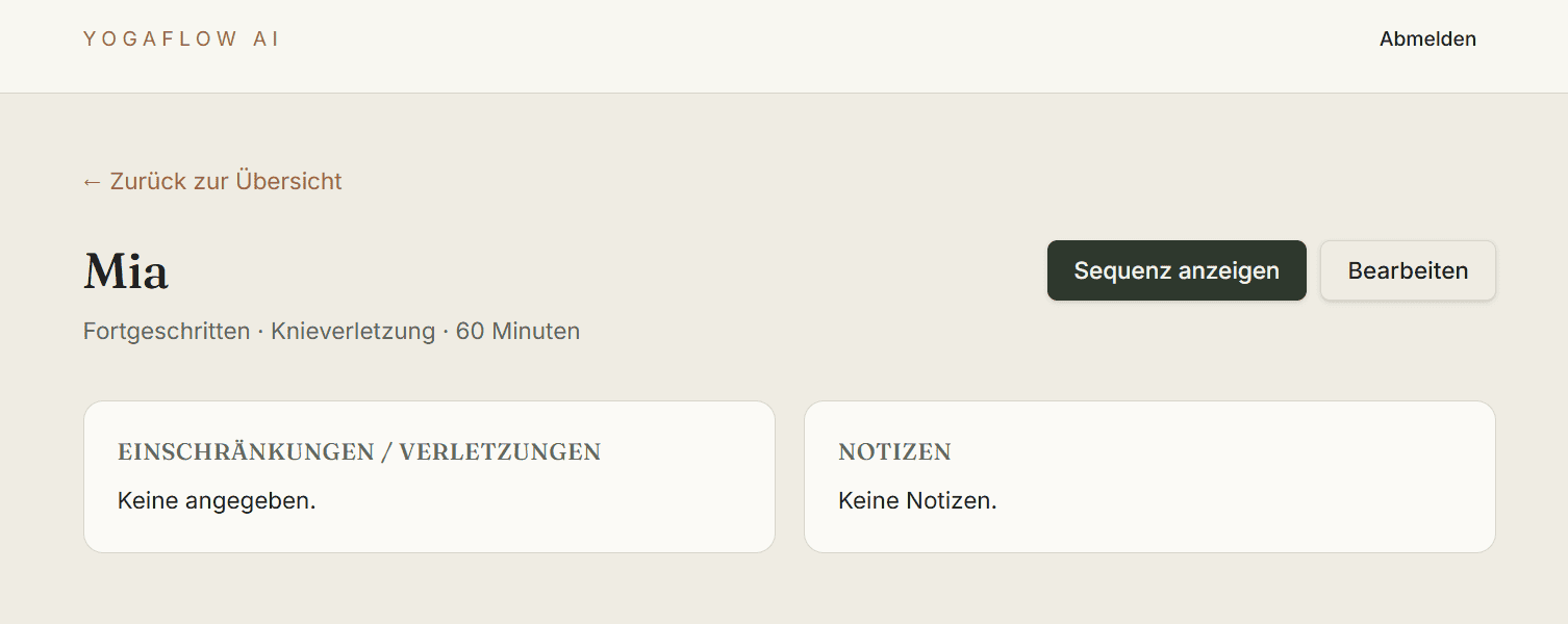 Button zum Generieren der Sequenz aus dem Schülerprofil